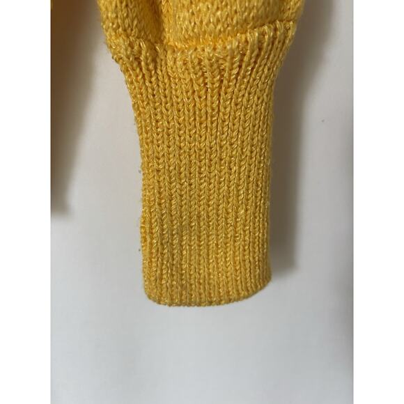 Vtg Maurada Sweater Large Knit Yellow Crew Retro Cardigan Pullon - Picture 8 of 13